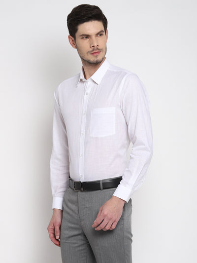 100% Cotton White Plain Slim Fit Full Sleeve Formal Shirt