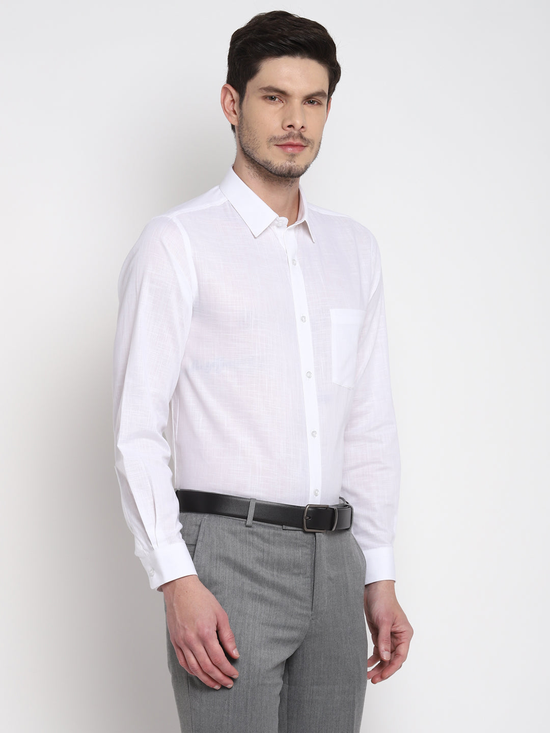 100% Cotton White Plain Slim Fit Full Sleeve Formal Shirt