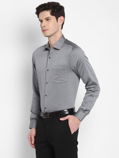 Giza Cotton Black Dobby Slim Fit Full Sleeve Formal Shirt