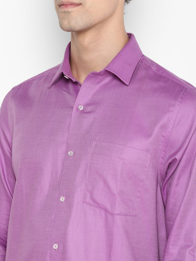 Giza Cotton Purple Dobby Slim Fit Full Sleeve Formal Shirt