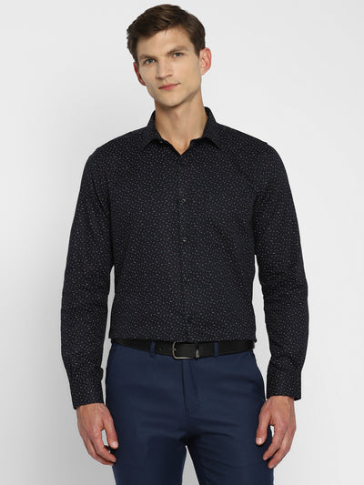 100% Cotton Black Printed Regular Fit Full Sleeve Formal Shirt