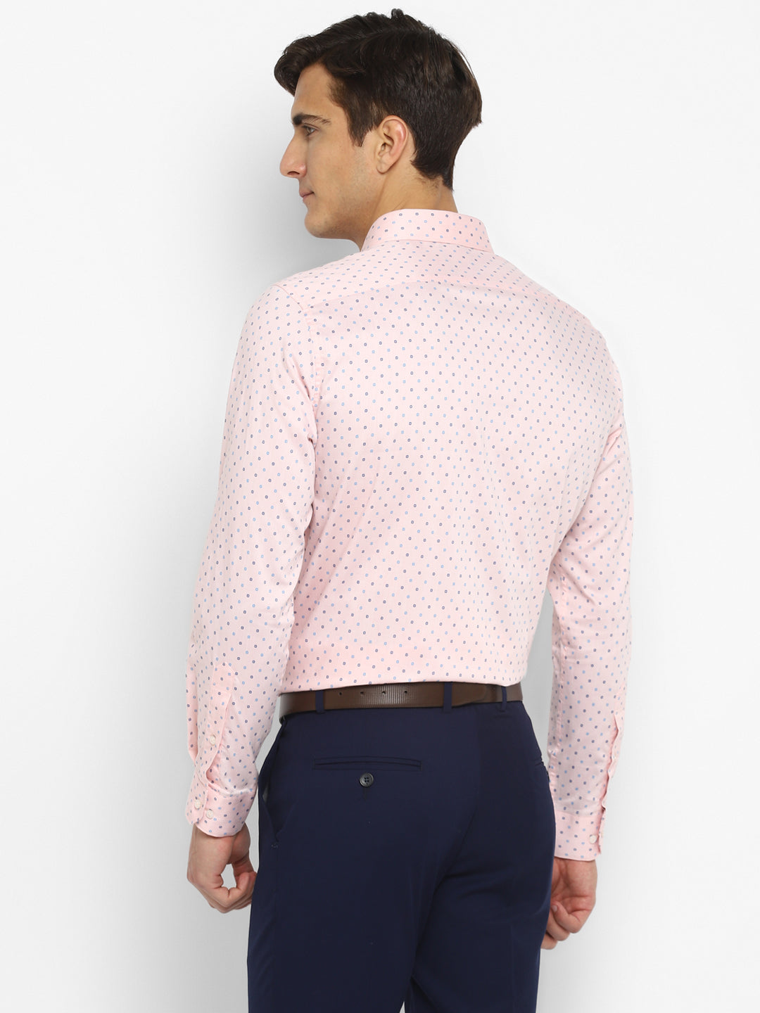 100% Cotton Pink Printed Slim Fit Full Sleeve Formal Shirt