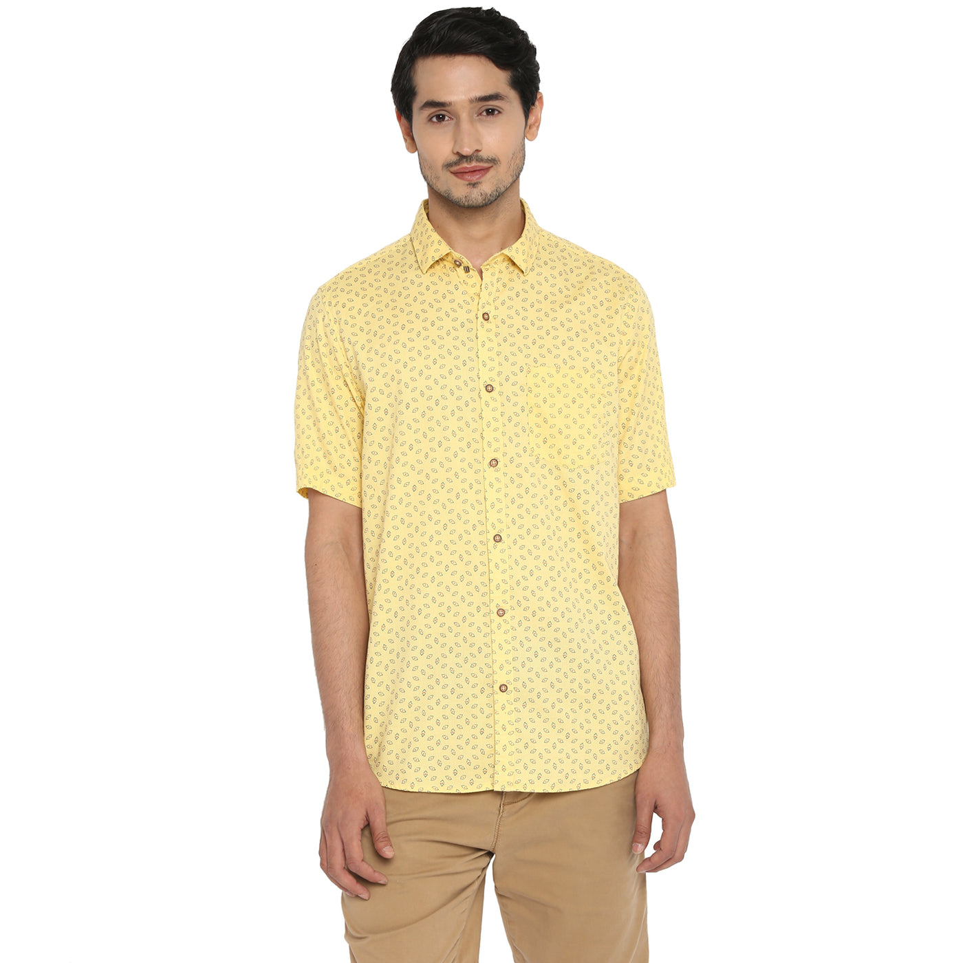 100% Cotton Lemon Printed Slim Fit Half Sleeve Casual Shirt