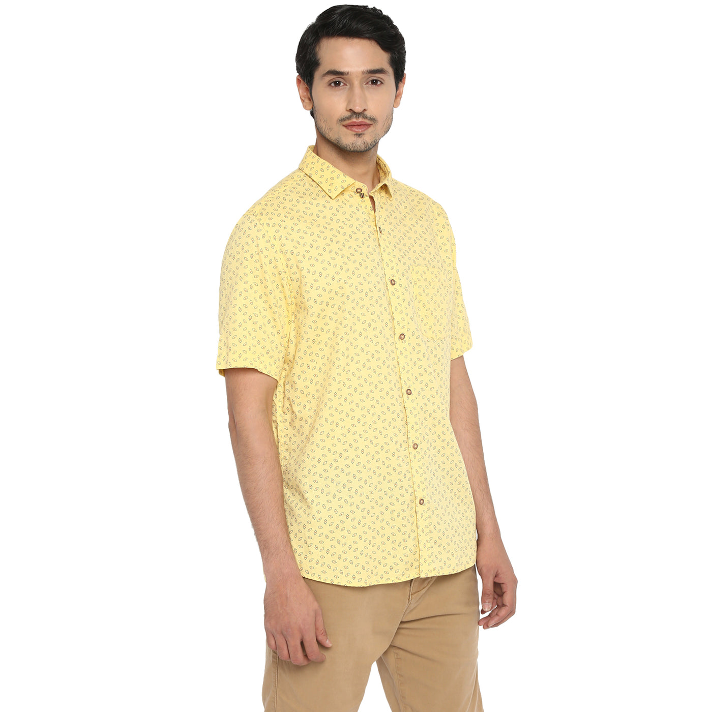 100% Cotton Lemon Printed Slim Fit Half Sleeve Casual Shirt