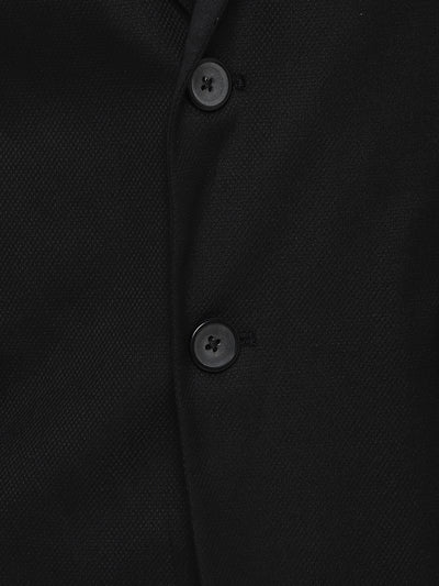 Poly Viscose Stretch Black Self Design Regular Fit Full Sleeve Ceremonial Suit