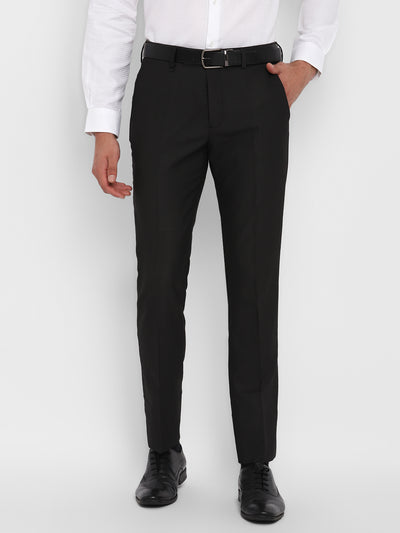 Black Self Design Slim Fit Trouser