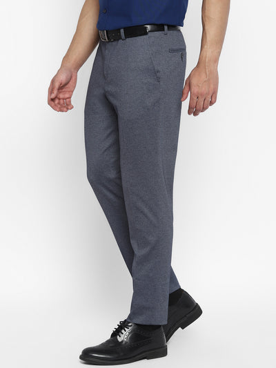 Knitted Dark Grey Dobby Ultra Slim Fit Flat Front Formal Trouser