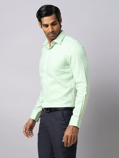 100% Cotton Light Green Dobby Slim Fit Full Sleeve Formal Shirt