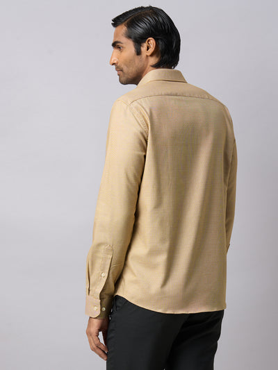 100% Cotton Khaki Dobby Slim Fit Full Sleeve Formal Shirt