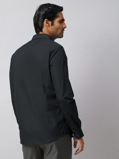 100% Cotton Black Plain Slim Fit Full Sleeve Formal Shirt