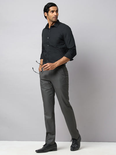 100% Cotton Black Plain Slim Fit Full Sleeve Formal Shirt