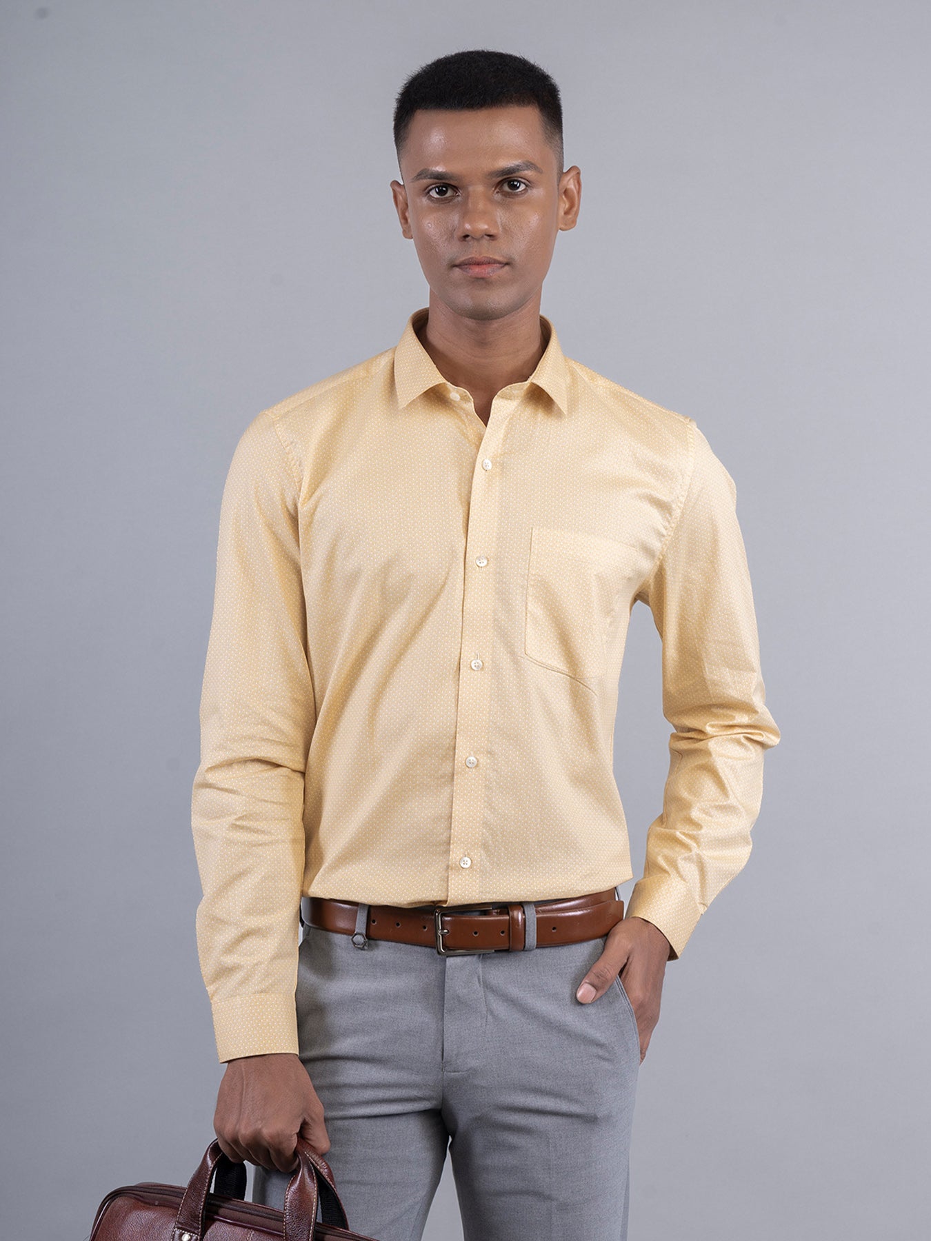 100% Cotton Lemon Printed Slim Fit Full Sleeve Formal Shirt