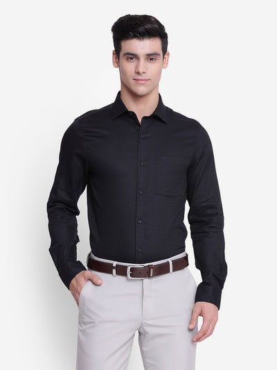 Solid Black Slim Fit Formal Shirt