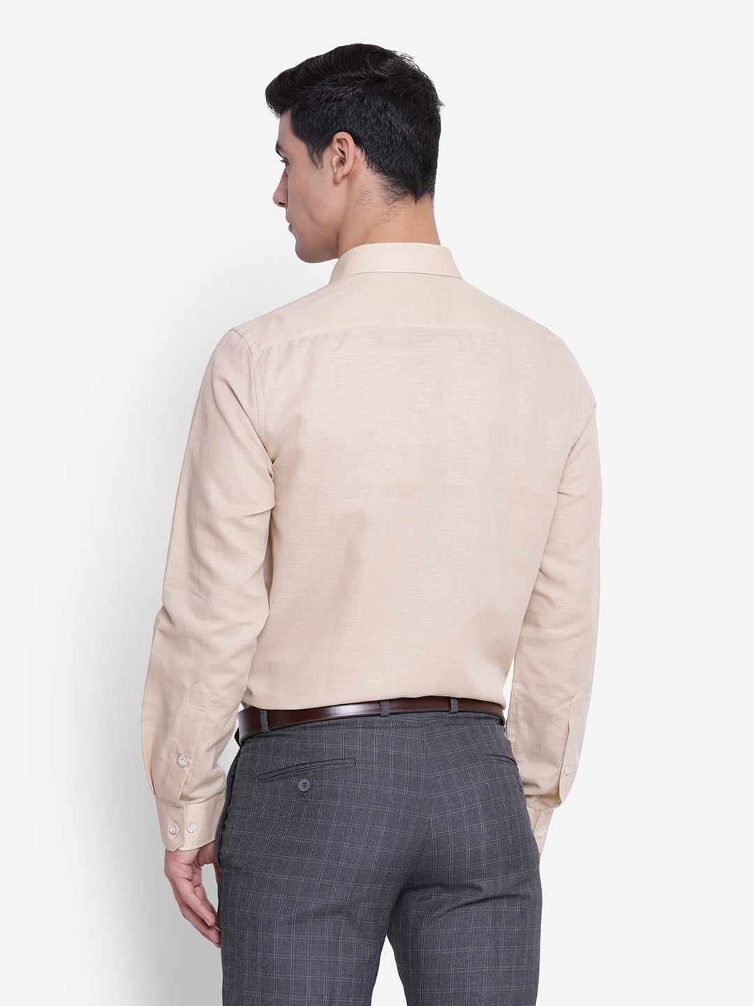 Solid Beige Slim Fit Formal Shirt