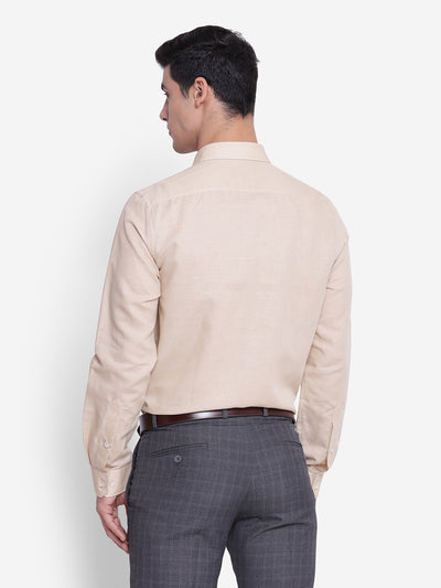 Solid Beige Slim Fit Formal Shirt