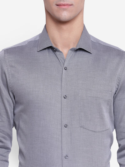 Solid Grey Slim Fit Formal Shirt