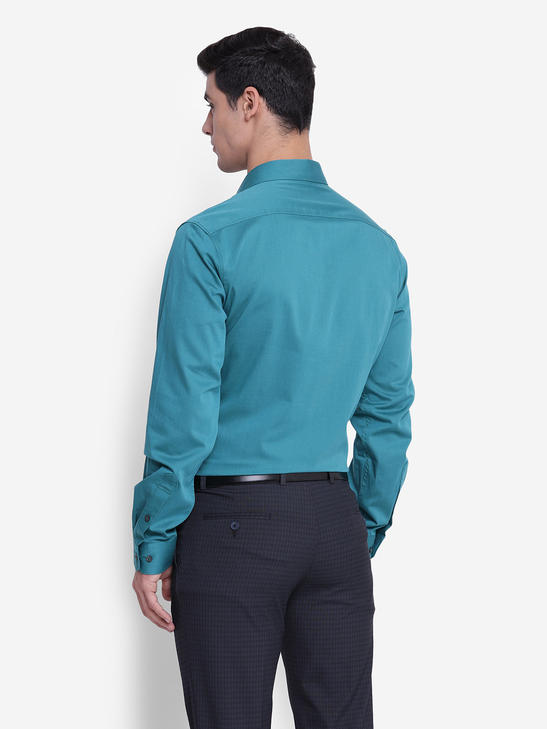 Solid Sea Green Slim Fit Formal Shirt