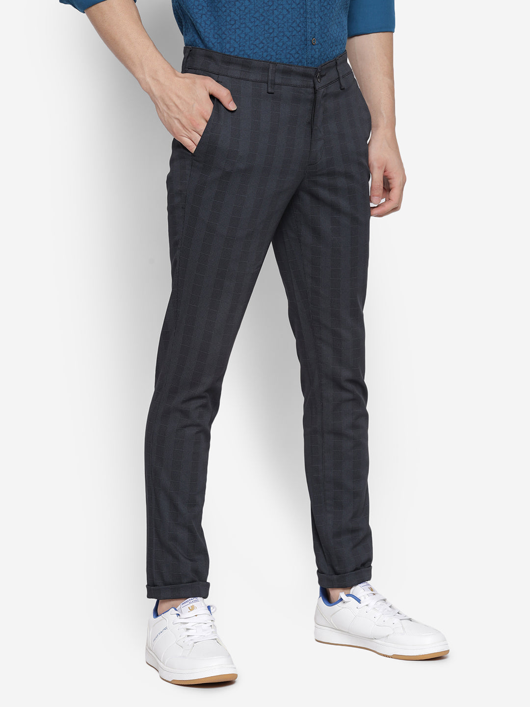 Checked Narrow Fit Causal Trouser