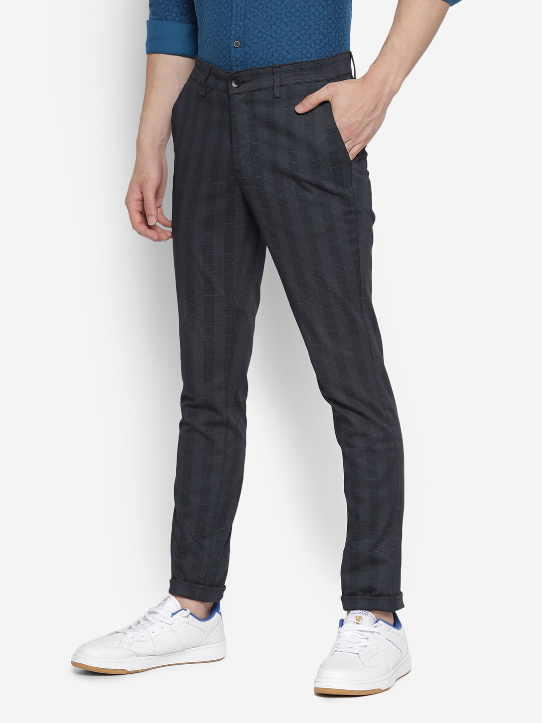 Checked Narrow Fit Causal Trouser