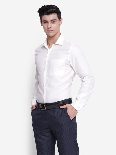 Anti-Bacterial Men Slim Fit Solid Spread Collar Formal White Shirt