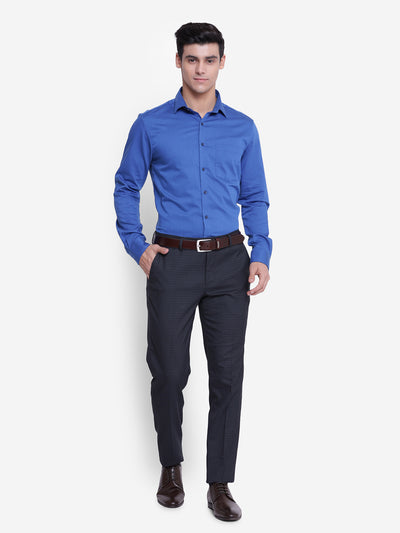 Solid Blue Slim Fit Formal Shirt