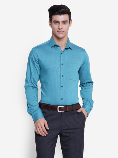 Solid Sky Blue Slim Fit Formal Shirt
