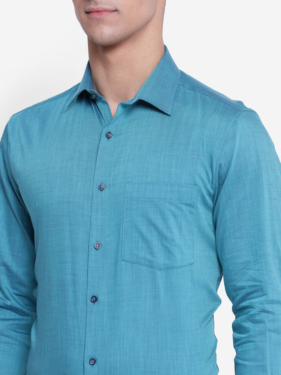 Solid Sky Blue Slim Fit Formal Shirt