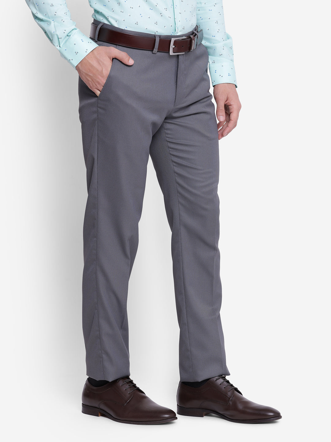 Dobby Grey Slim Fit Formal Trouser