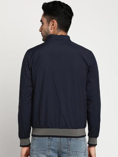 Grey Solid Reversible Windcheater