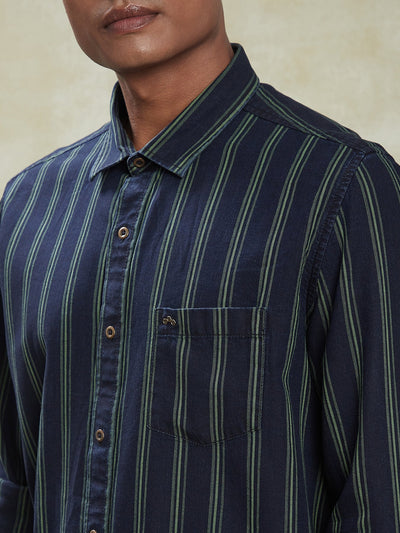 casual-blue-indigo-striped-men's-cotton-shirt---fashion-collection