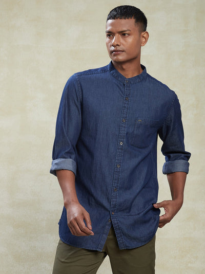 black-casual-men's-100%-cotton-indigo-shirt---fashion-collection-(plains)