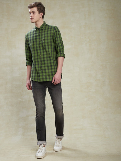 100%-cotton-dark-green-slim-fit-full-sleeve-casual-mens-shirts