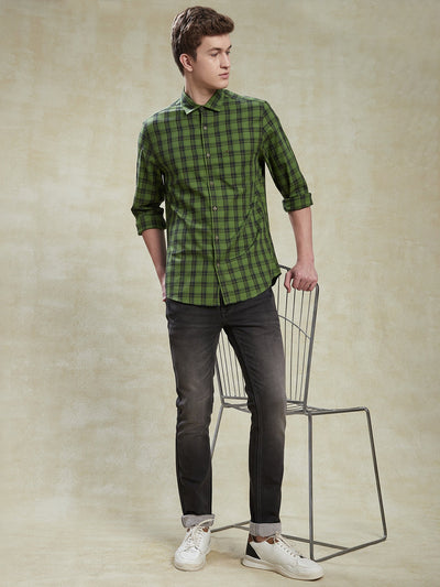 100%-cotton-dark-green-slim-fit-full-sleeve-casual-mens-shirts