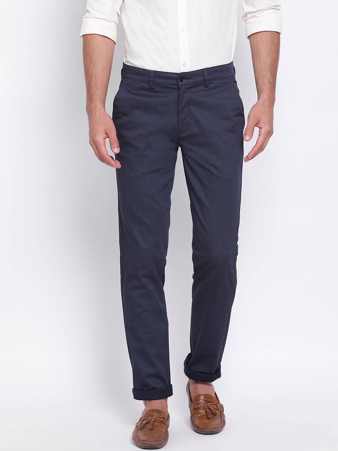 Navy Blue Solid Ultra Slim Fit Trouser