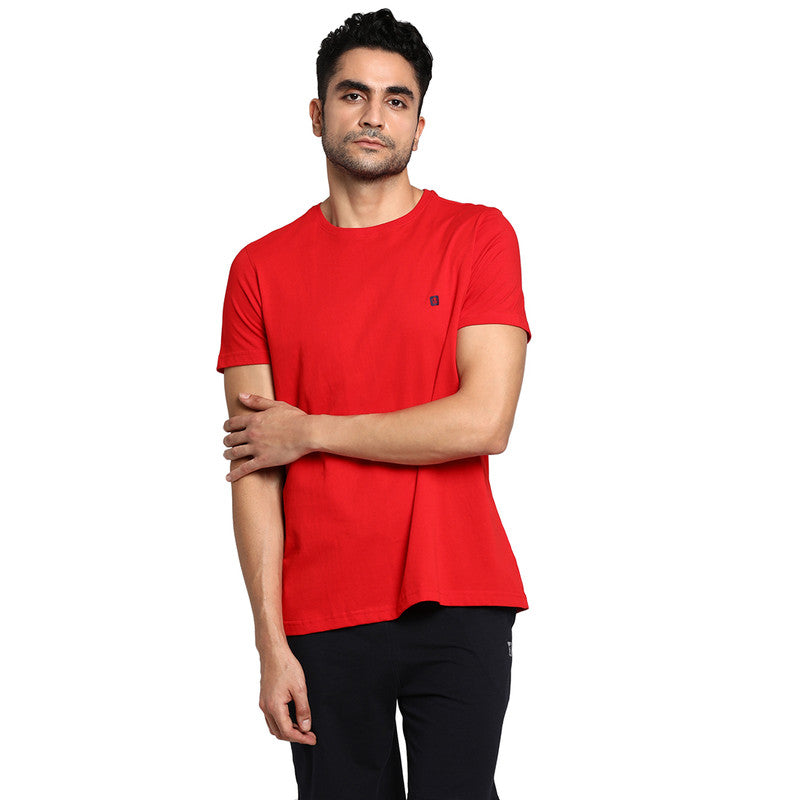 Essentials Red-Blue Solid Round Neck T-Shirt (Pack of 2)