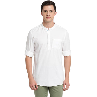 White Pure Cotton Solid Kurta Shirt