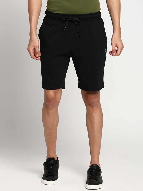 Essentials Black Solid Shorts