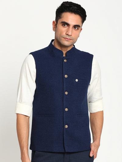 Buy Blackberrys Men Navy Blue Solid Slim Fit Nehru Jacket - Nehru Jackets  for Men 8509915 | Myntra