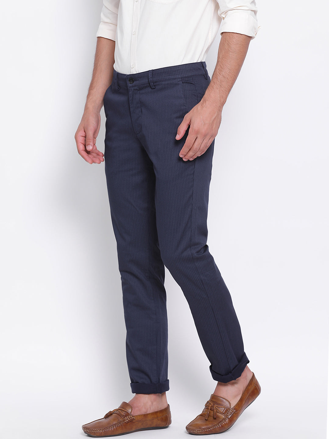 Navy Blue Solid Ultra Slim Fit Trouser