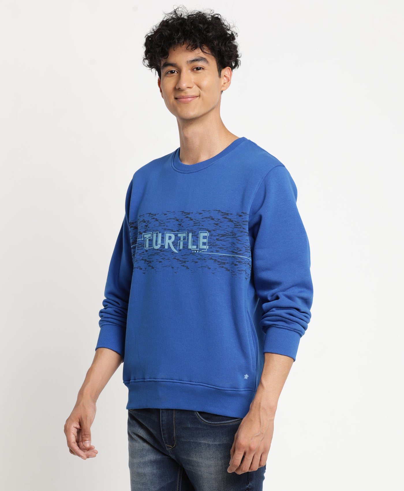 Turtle Men blue Printed Round Neck SweatShirt