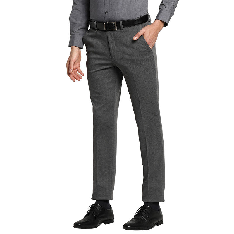 Rayon Charcoal Self Desing Ultra Slim Fit Trouser