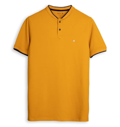 Ochre Flex Mandarin Polo T-Shirt For Men