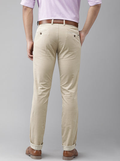 Beige Solid Ultra Slim Fit Trouser