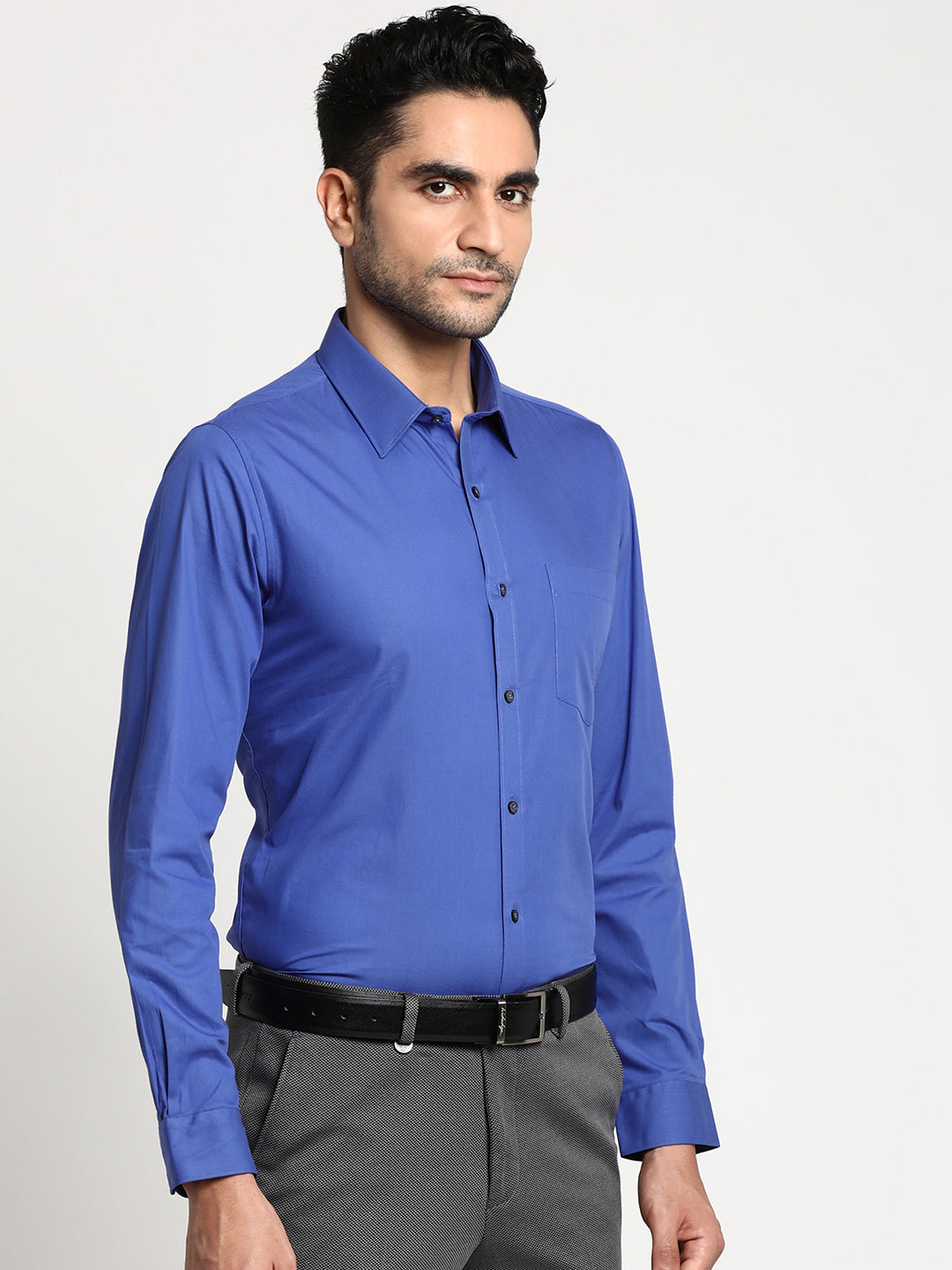 Solid Blue Casual Shirt For Men