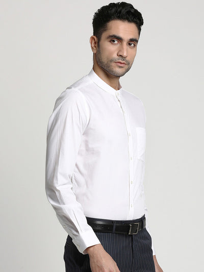 Cotton White Slim Fit Solid Formal Shirts