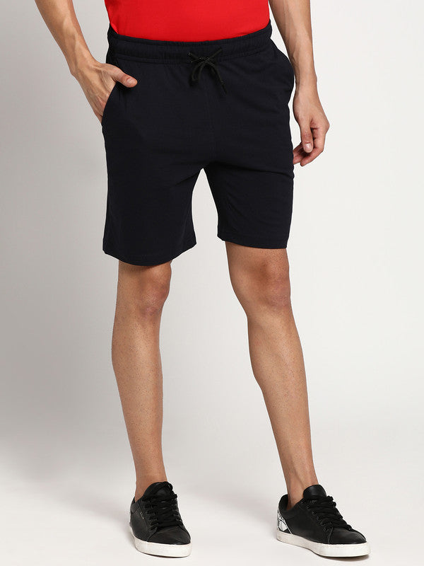 Essentials Navy Blue Solid Shorts