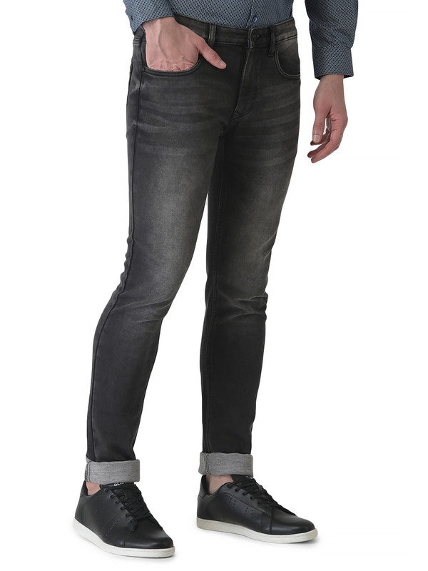 Dark Grey Narrow Fit Solid Jeans