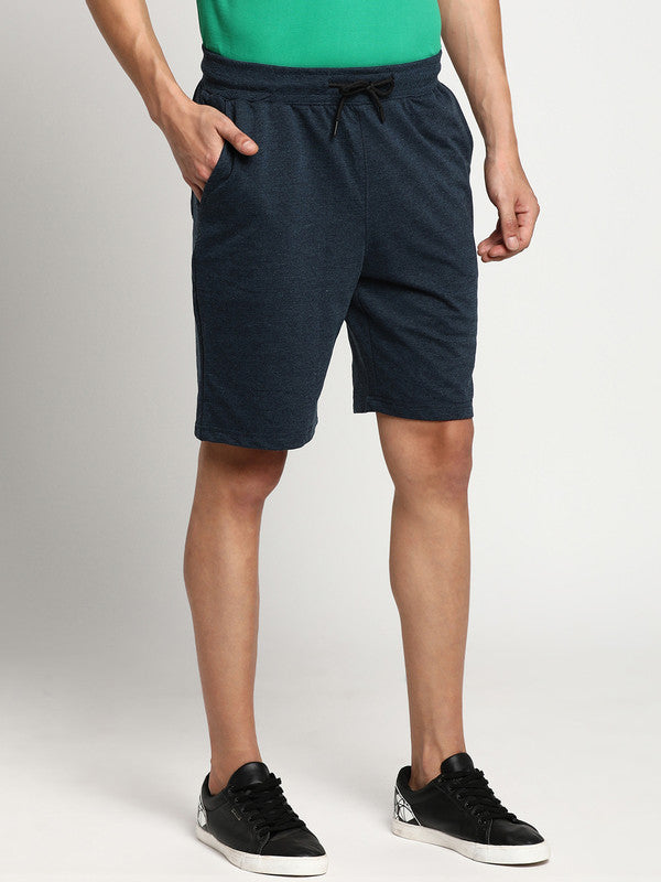 Essentials Blue Melange Solid Shorts