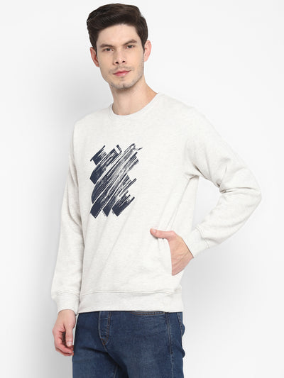 Ecru Full Sleeve Round Neck Sweatshirt for Men