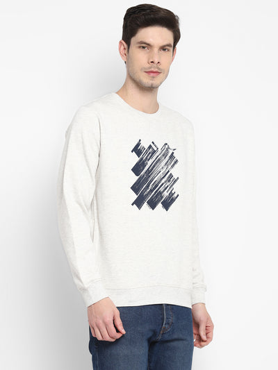 Ecru Full Sleeve Round Neck Sweatshirt for Men